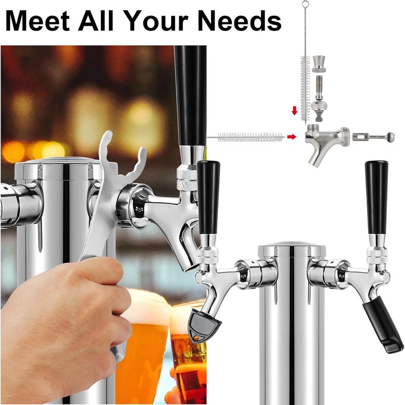 WELLBOM Draft Beer Tap Plugs Brush Beer Faucet Plug 5PCS Beer Keg Tap Plugs, 5PCS Beer Keg Tap Cover Beer Faucet Brush Caps Cover, 3PCS Long Cleaning Brushes and Beer Faucet Wrench Kit for Most Kegerator Tap - Image 3